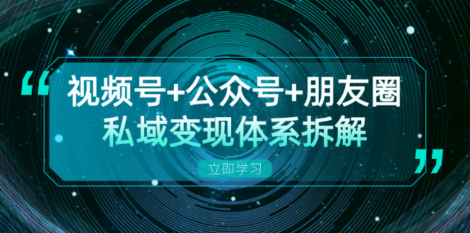 视频号+公众号+朋友圈私域变现体系拆解，全体平台流量枯竭下的应对策略网赚项目-副业赚钱-互联网创业-资源整合轻创联盟