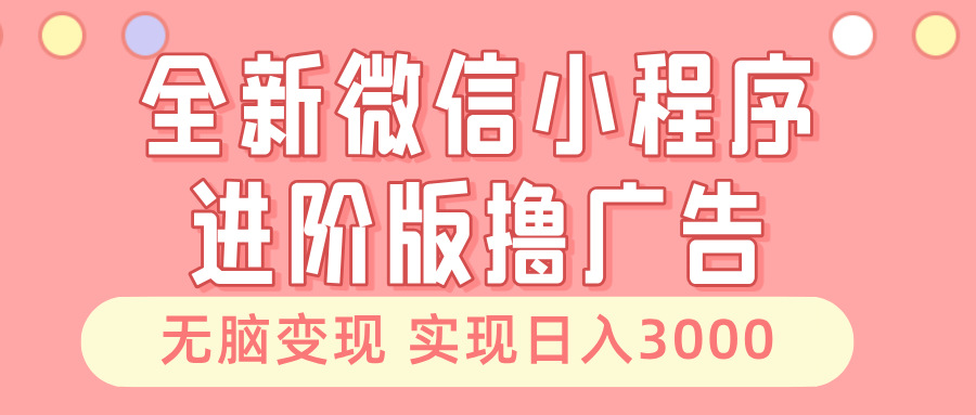 全新微信小程序进阶版撸广告 无脑变现睡后也有收入 日入3000＋资源整合BMpAI