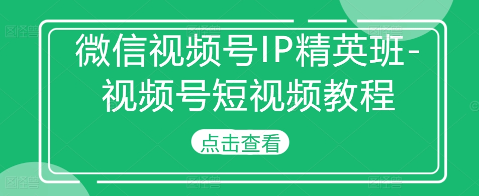 微信视频号IP精英班-视频号短视频教程网赚项目-副业赚钱-互联网创业-资源整合歪妹网赚