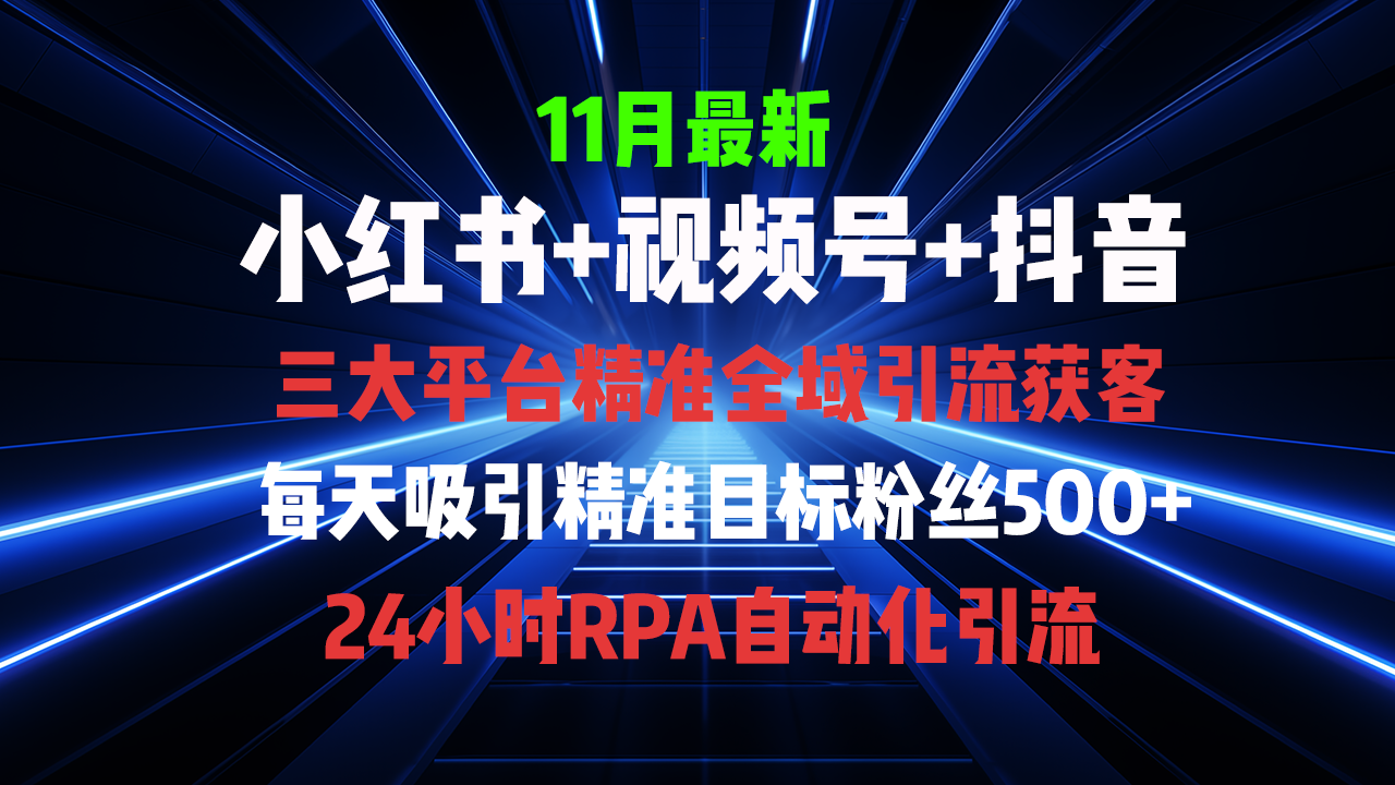 全域多平台引流私域打法，小红书，视频号，抖音全自动获客，截流自…网赚项目-副业赚钱-互联网创业-资源整合四水哥网创网赚