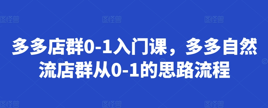 多多店群0-1入门课，多多自然流店群从0-1的思路流程网赚项目-副业赚钱-互联网创业-资源整合华本网创