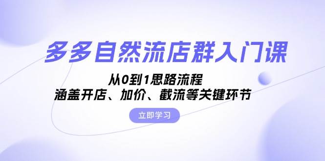 多多自然流店群入门课，从0到1思路流程，涵盖开店、加价、截流等关键环节网赚项目-副业赚钱-互联网创业-资源整合四水哥网创网赚