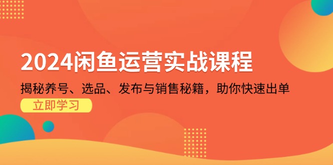 2024闲鱼运营实战课程：揭秘养号、选品、发布与销售秘籍，助你快速出单网赚项目-副业赚钱-互联网创业-资源整合四水哥网创网赚