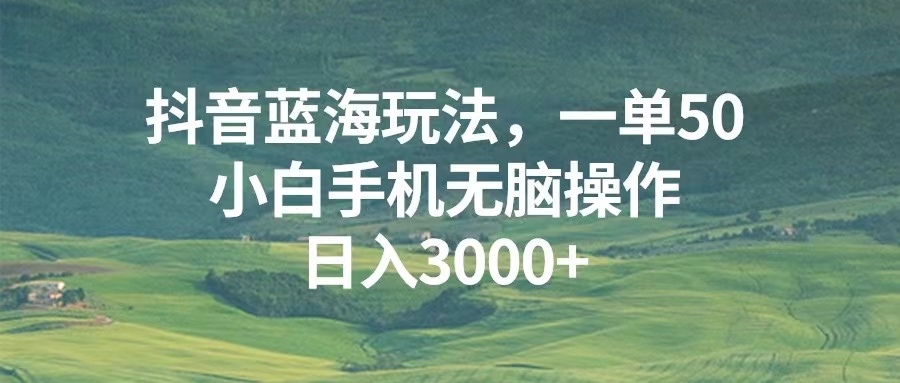 抖音蓝海玩法，一单50，小白手机无脑操作，日入3000+网赚项目-副业赚钱-互联网创业-资源整合华本网创