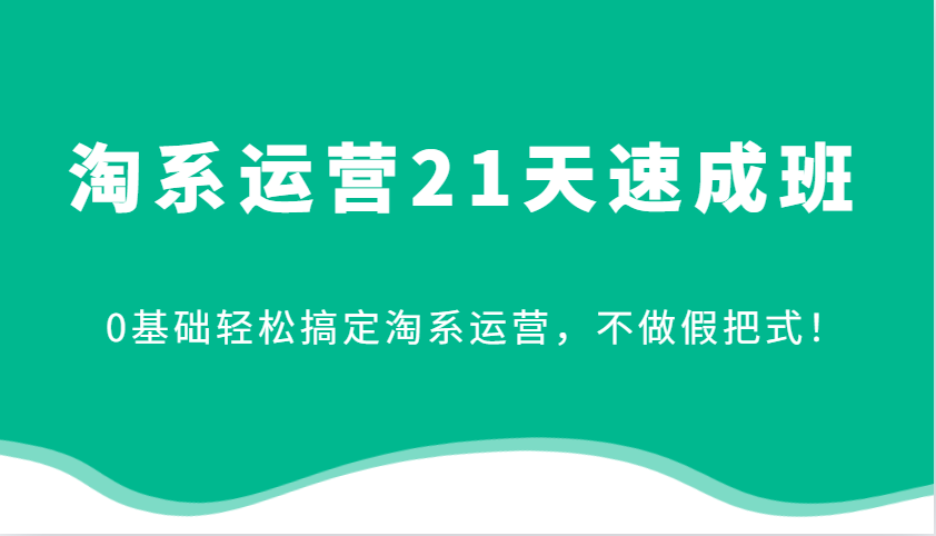 淘系运营21天速成班，0基础轻松搞定淘系运营，不做假把式！网赚项目-副业赚钱-互联网创业-资源整合四水哥网创网赚