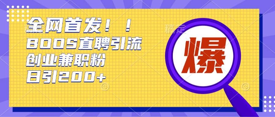 通过Boss直聘，每天轻松钓到200+多条创业大鱼的秘籍网赚项目-副业赚钱-互联网创业-资源整合歪妹网赚