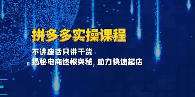 拼多多实操课程：不讲废话只讲干货, 揭秘电商终极奥秘,助力快速起店好迷你资源网-免费知识付费资源项目下载实战训练营好迷你资源网