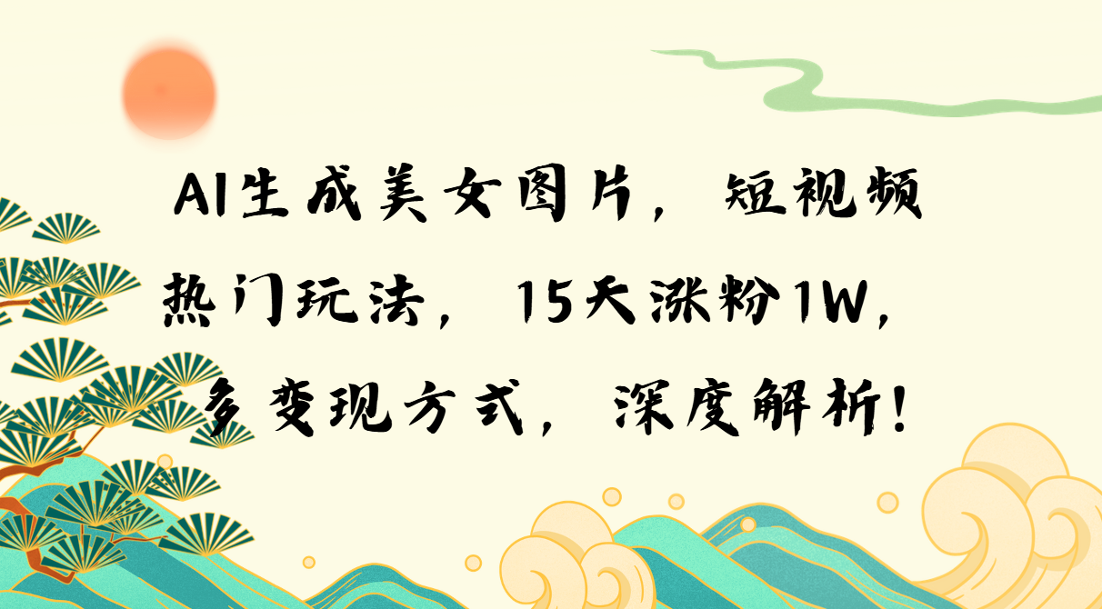 AI生成美女图片，短视频热门玩法，15天涨粉1W，多变现方式，深度解析!好迷你资源网-免费知识付费资源项目下载实战训练营好迷你资源网