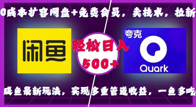 0成本扩容网盘+免费会员，卖技术，拉新，咸鱼最新玩法，实现多重管道收益，一鱼多吃，轻松日入500+好迷你资源网-免费知识付费资源项目下载实战训练营好迷你资源网