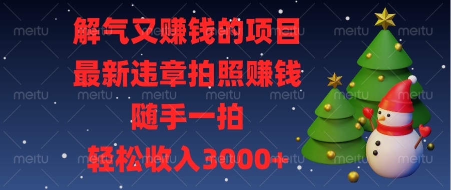 解气又赚钱的项目，最新违章拍照赚钱，随手一拍，轻松收入3000+好迷你资源网-免费知识付费资源项目下载实战训练营好迷你资源网