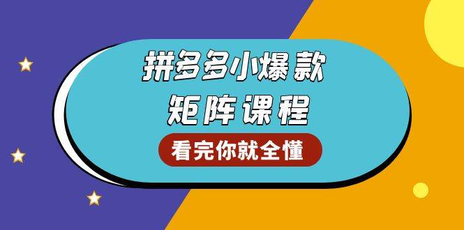 拼多多爆款矩阵课程：教你测出店铺爆款，优化销量，提升GMV，打造爆款群好迷你资源网-免费知识付费资源项目下载实战训练营好迷你资源网