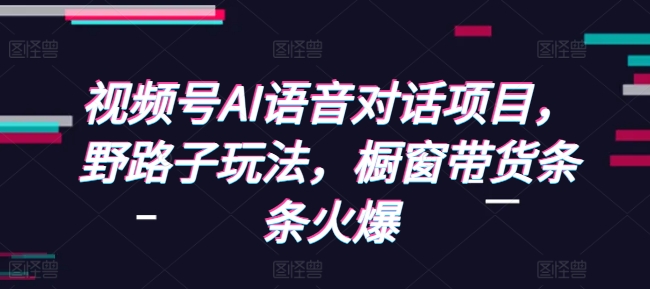 视频号AI语音对话项目，野路子玩法，橱窗带货条条火爆网赚项目-副业赚钱-互联网创业-资源整合四水哥网创网赚