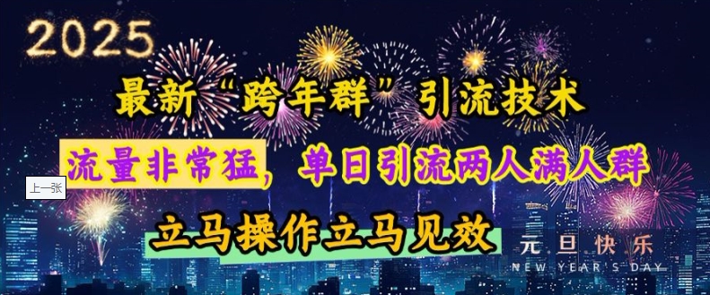 最新“跨年群”引流，流量非常猛，单日引流两人满人群，立马操作立马见效网赚项目-副业赚钱-互联网创业-资源整合四水哥网创网赚