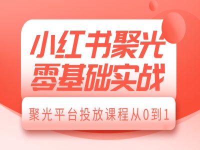 小红书聚光零基础实战，聚光平台投放课程从0到1网赚项目-副业赚钱-互联网创业-资源整合零八资源站