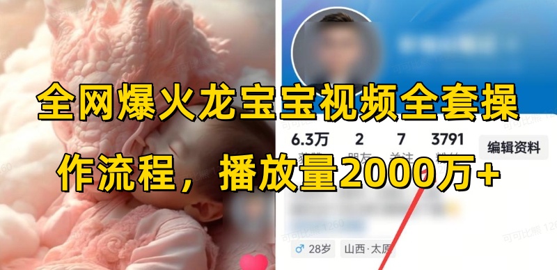 全网爆火龙宝宝视频全套操作流程，播放量2000万+网赚项目-副业赚钱-互联网创业-资源整合零八资源站