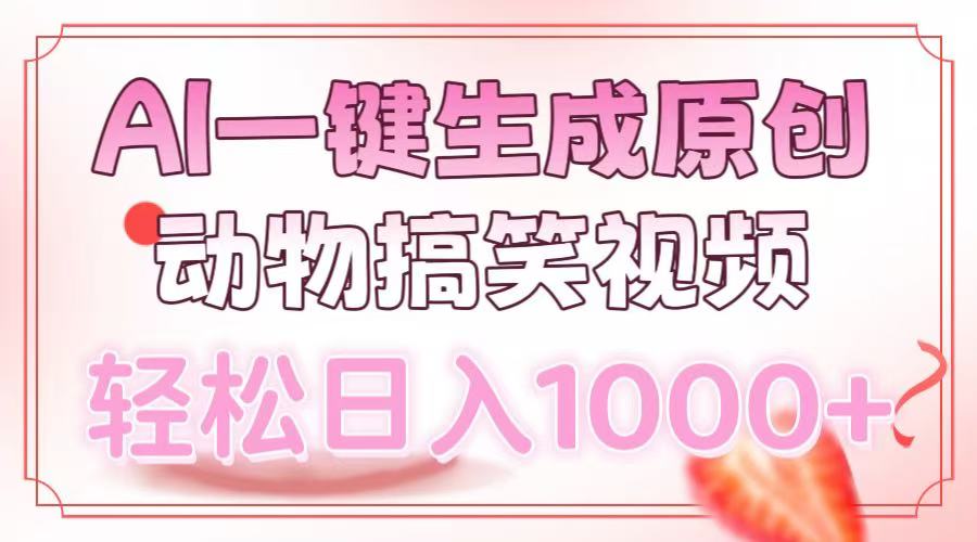 AI一键生成原创动物搞笑视频，轻松日入1000+网赚项目-副业赚钱-互联网创业-资源整合四水哥网创网赚