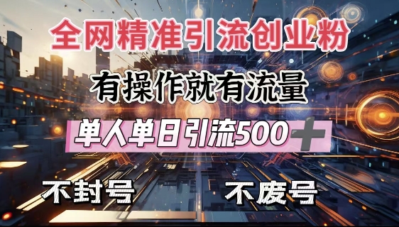 全网独家引流创业粉，有操作就有流量，单人单日引流500+，不封号、不费号-小禾网创