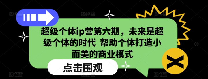 超级个体ip营第六期，未来是超级个体的时代  帮助个体打造小而美的商业模式网赚项目-副业赚钱-互联网创业-资源整合四水哥网创网赚