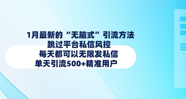 1月最新的无脑式引流方法，跳过平台私信风控，每天都可以无限发私信，单天引流500+精准用户好迷你资源网-免费知识付费资源项目下载实战训练营好迷你资源网