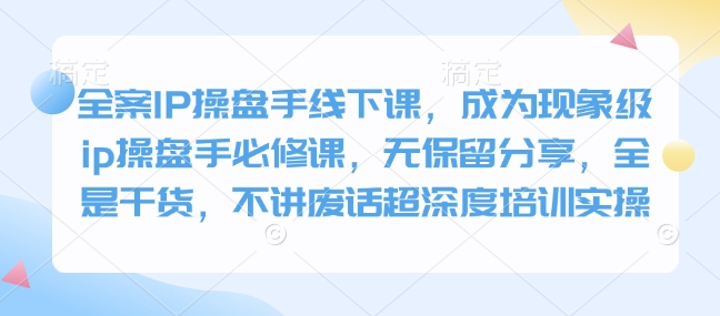 全案IP操盘手线下课，成为现象级ip操盘手必修课，无保留分享，全是干货，不讲废话超深度培训实操网赚项目-副业赚钱-互联网创业-资源整合四水哥网创网赚